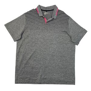 Nike Polo Shirt Mens 2XL Grey Heather Golf Tour Premium Dri Fit Striped